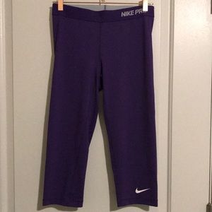 Nike Pro Mid Calf Leggings in Purple